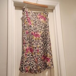 Josephine Chaus 100% silk Y2K floral midi skirt